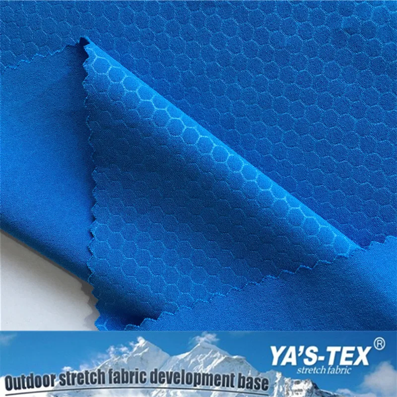 
4 way stretch polyester spandex honeycomb emboss fabric 