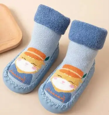 KTJ-221102  Wholesale Winter Thick Terry Slipper Socks Baby Toddler Non Slip Floor Shoe Socks With Grips For Kids