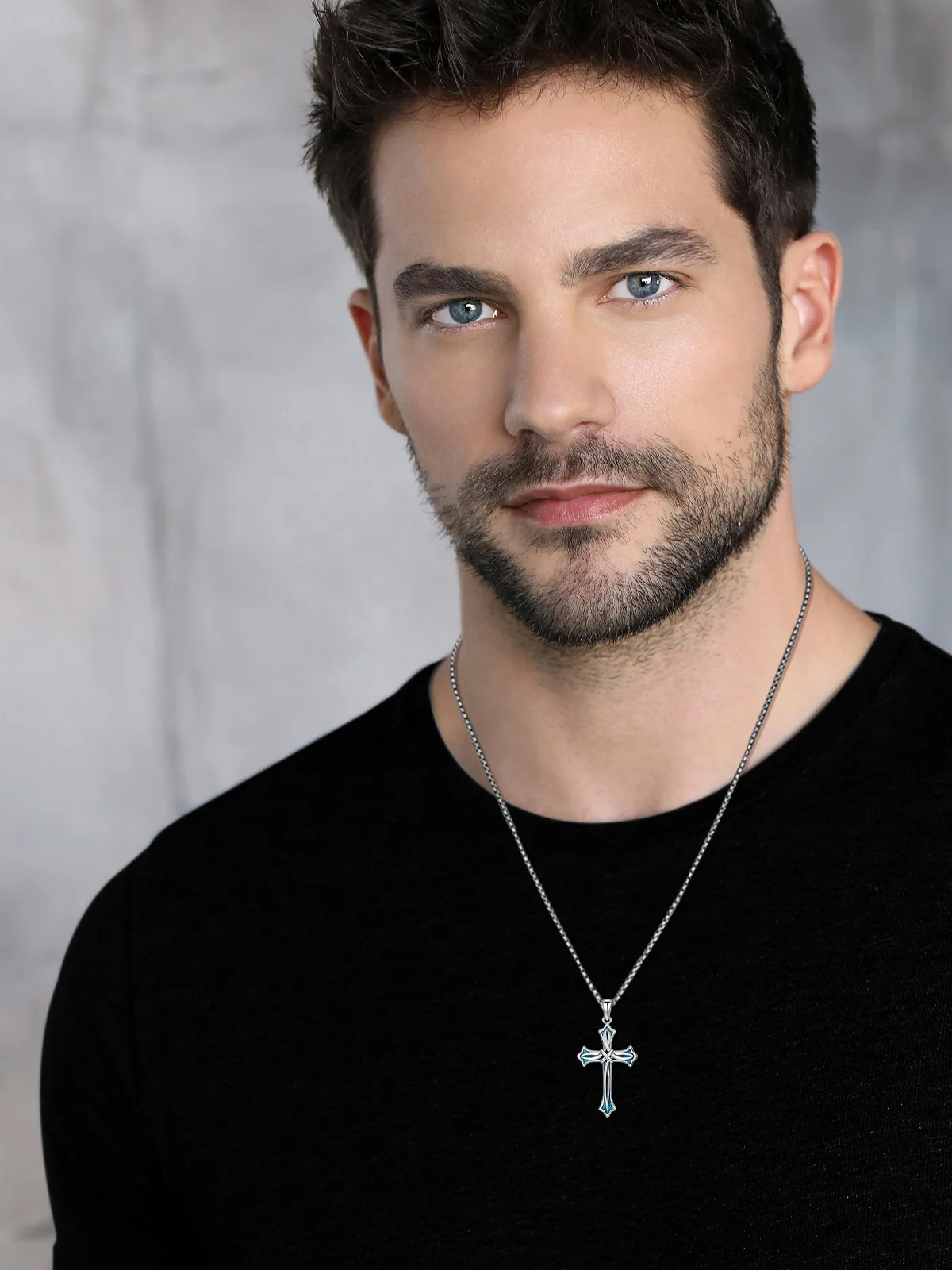 925 Sterling Silver Turquoise Celtic Cross Pendant with Stainless Steel Chain Jewelry Gift