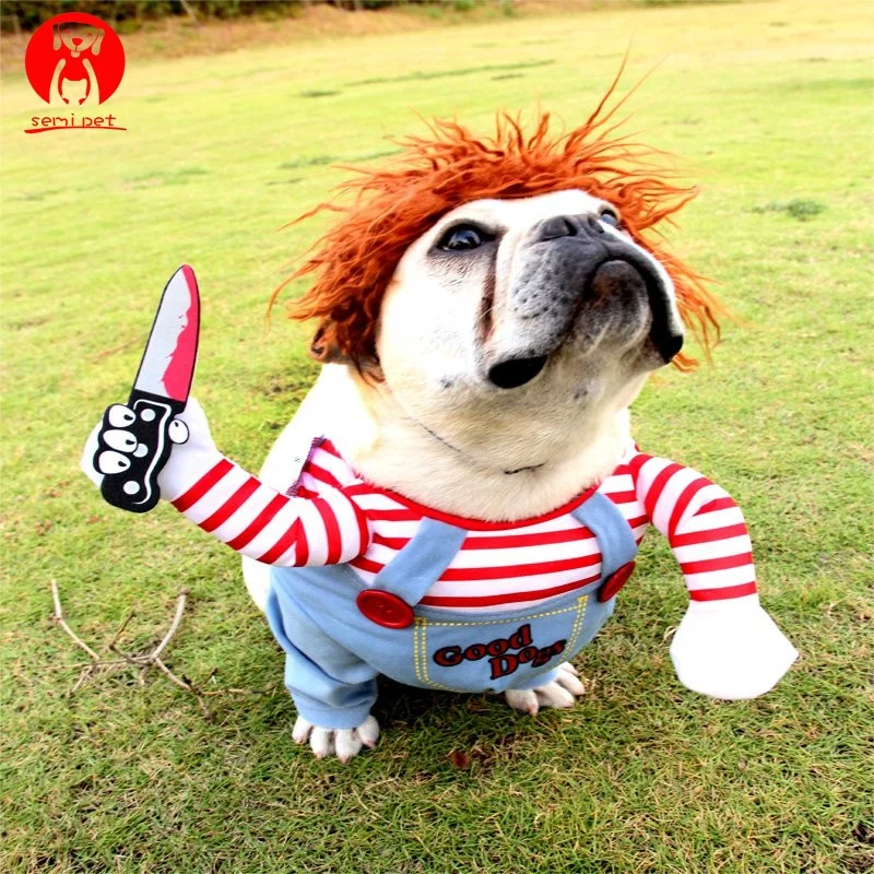 Pet Dog Halloween Clothes Dogs Holding a Knife Halloween Christmas Costume Novelty Funny Pet Cat Party Cosplay Apparel Clothing