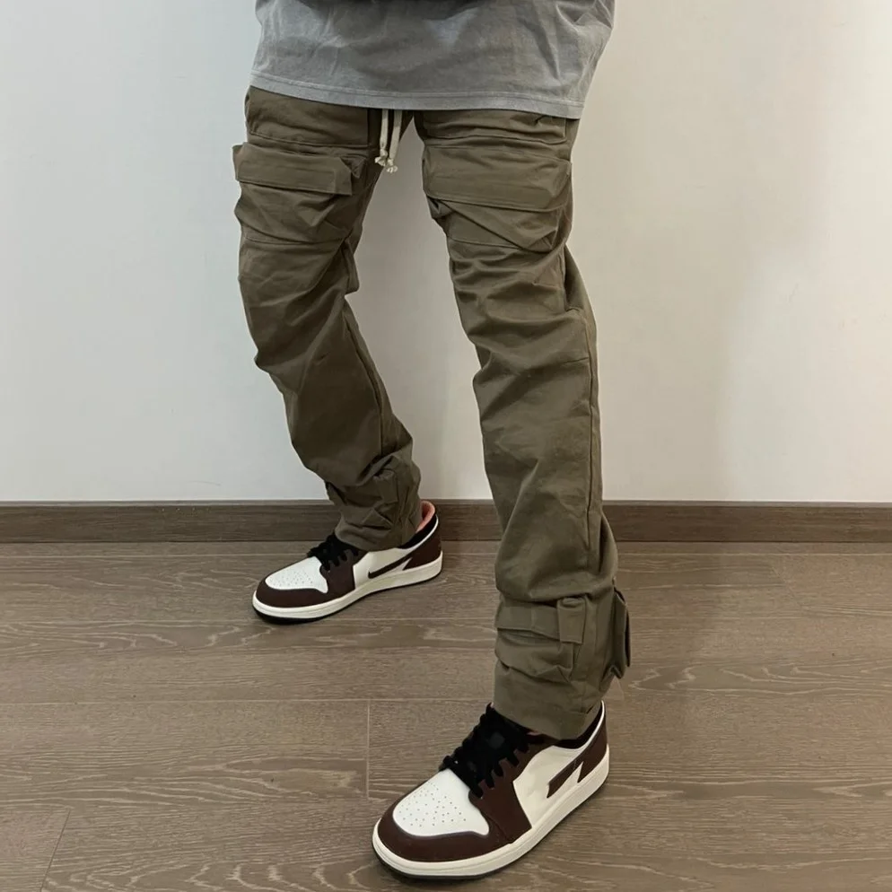 Men Cargo Jogger Pants Multi Pockets Custom Straight Track Pant Men Khaki Cargo Pants