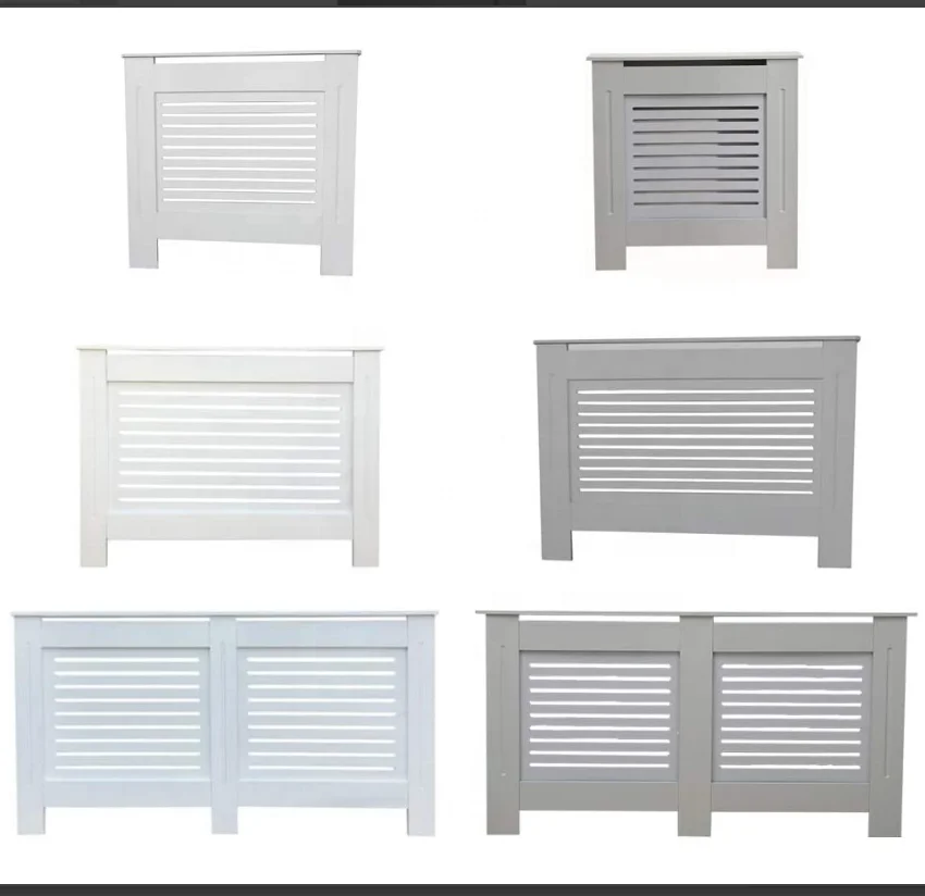 Современная горизонтальная планка радиатора из МДФ белого и серого дерева для гостиной, спальни, прихожей, кабинета (маленький)