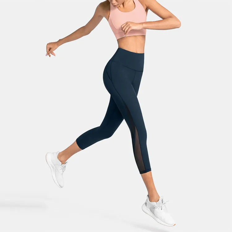 Wholesale Custom Logo Gym Leggings Exercise Sublimation Yoga Pants Women Mesh Legging Fitness Sports Pants