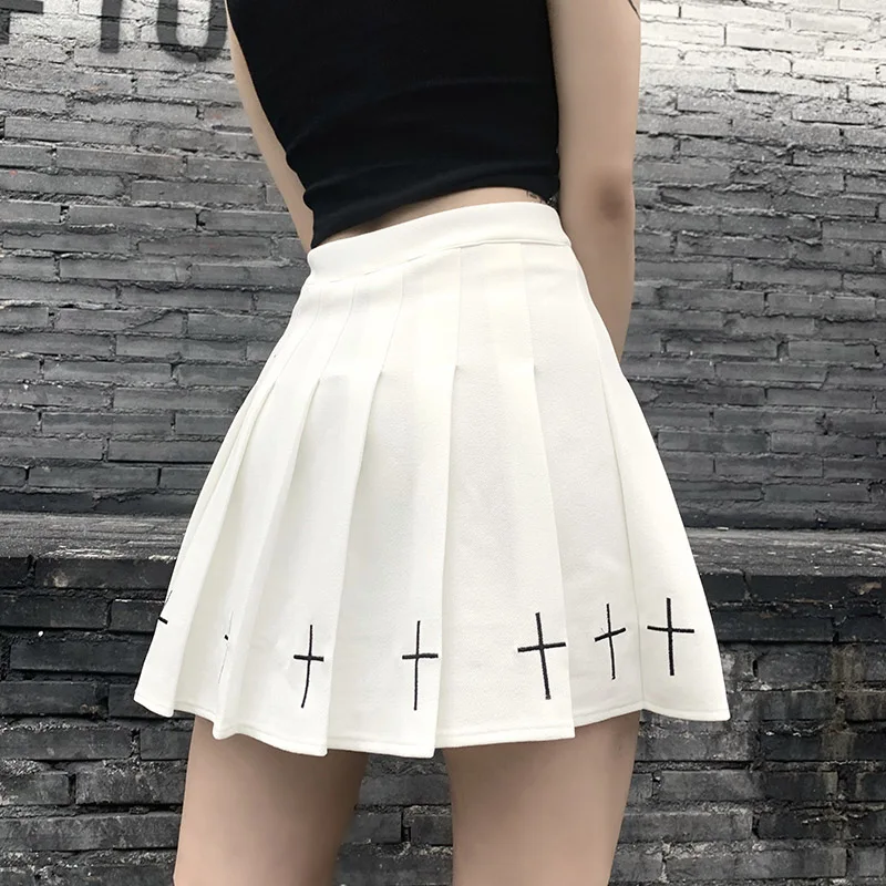 2022 New Hot Summer Womens Girls Goth Skirts Short Sexy Mini Skirt Ladies Pleated Black Gothic Punk Skirt