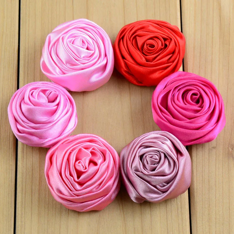 30pcs/lot 1.4 Inch 3D Rose Flowers Floral 29Colors Mini Satin Roses Flowers For Girl Hairbow Kids Clothes DIY Accessories