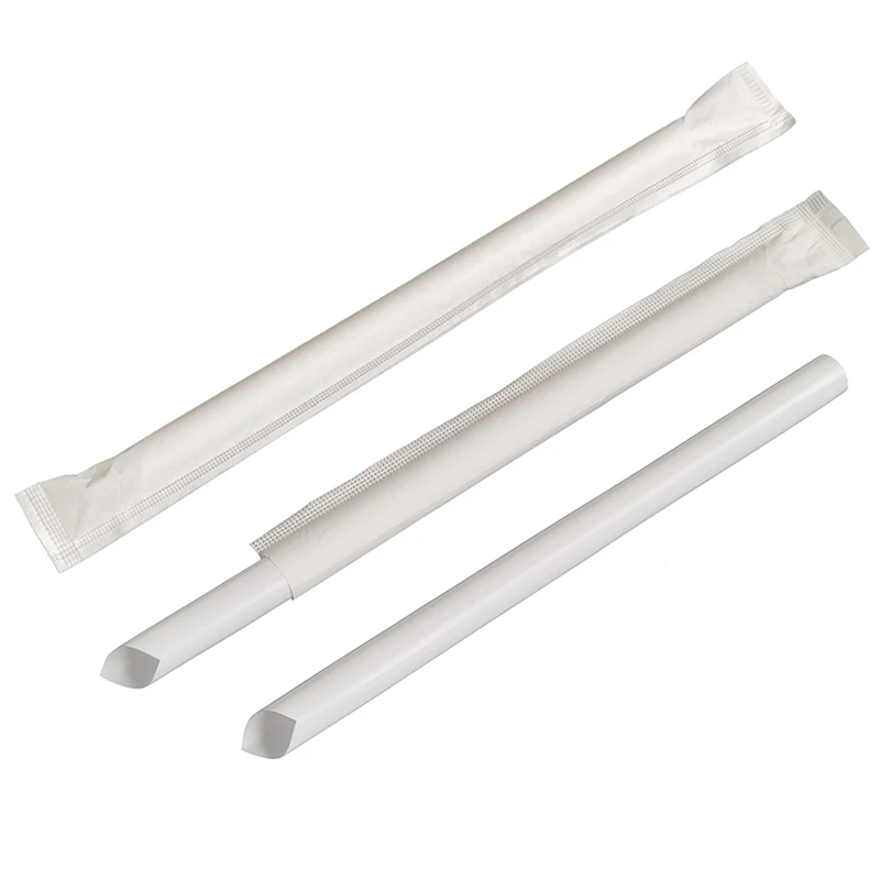 Biodegradable Boba Straws Individually Wrapped Non Plastic PLA Drinking Straws