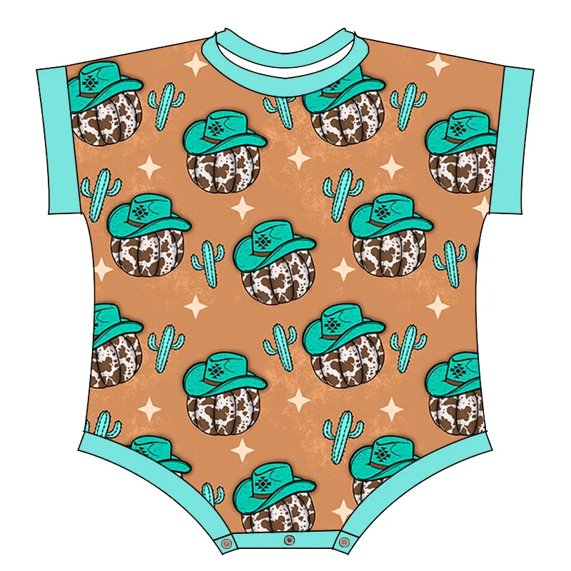 Wholesale Short Sleeve Girl Leotard Summer Autumn Round Neck Baby Romper Patchwork Design Kids Jumpsuit