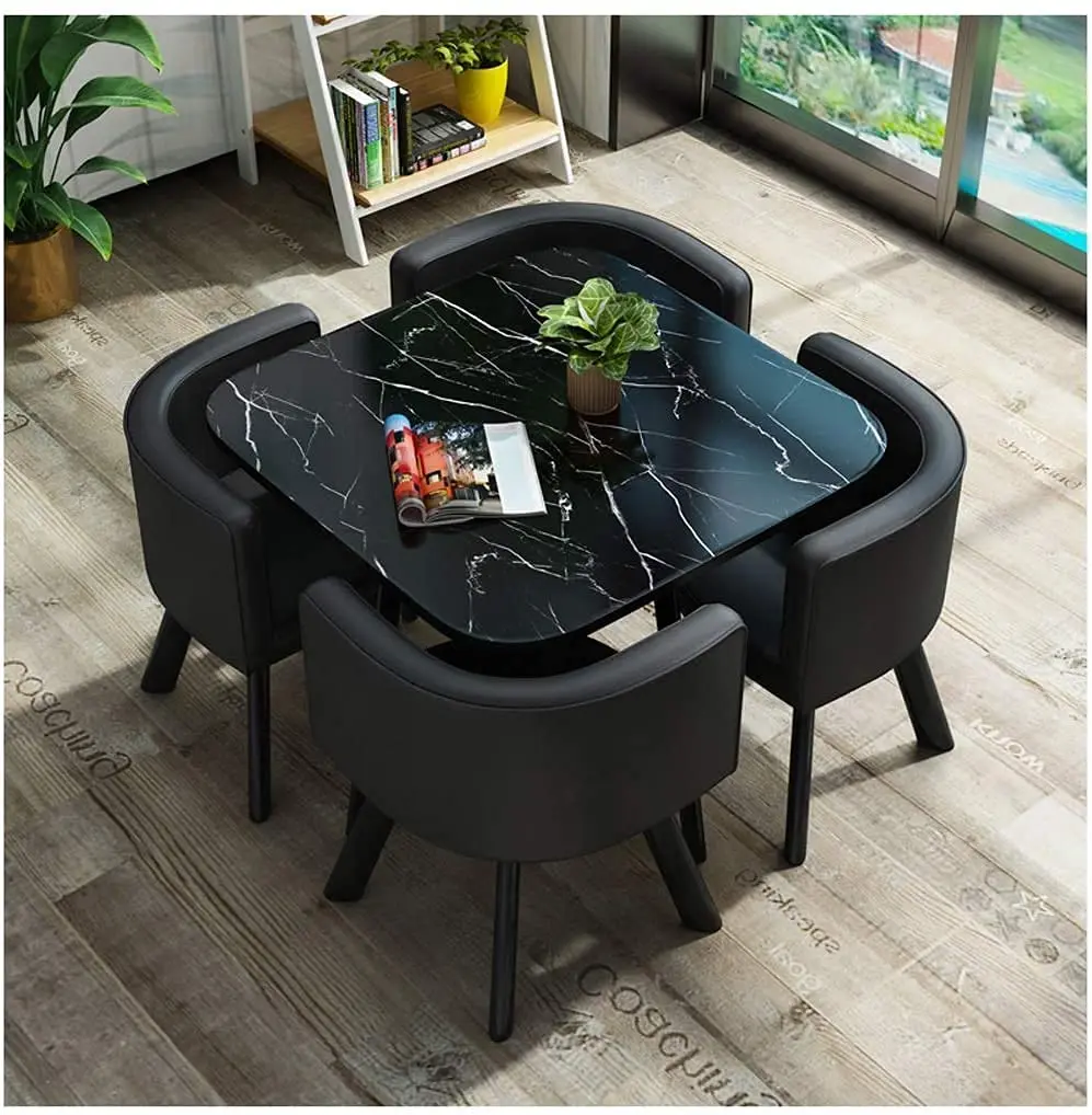 Wholesale Modern Dining Table Sets 4 6 Chairs Dining Table Wooden Restaurant Cafe Chatting Table