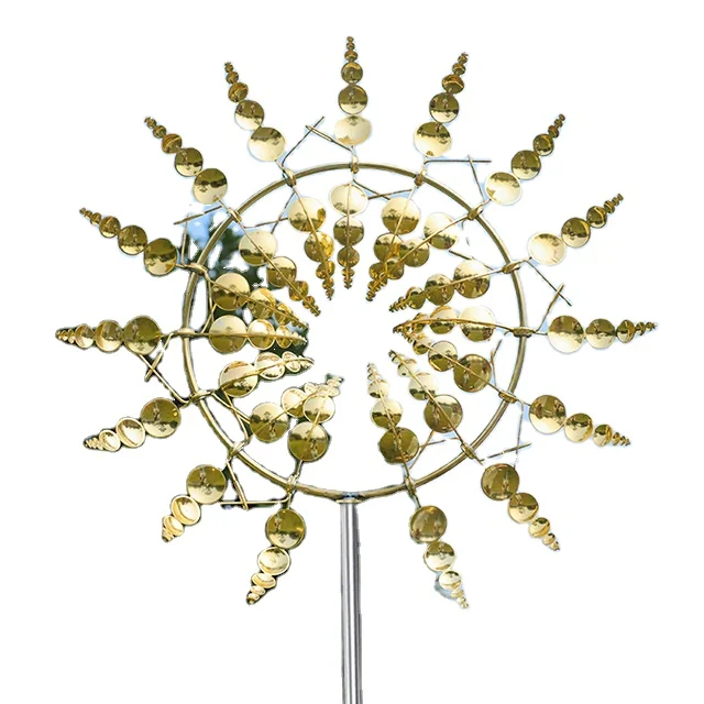 originality iron art gold and silver rotate sunflower windmill for meadow garden edging decoration outdoor