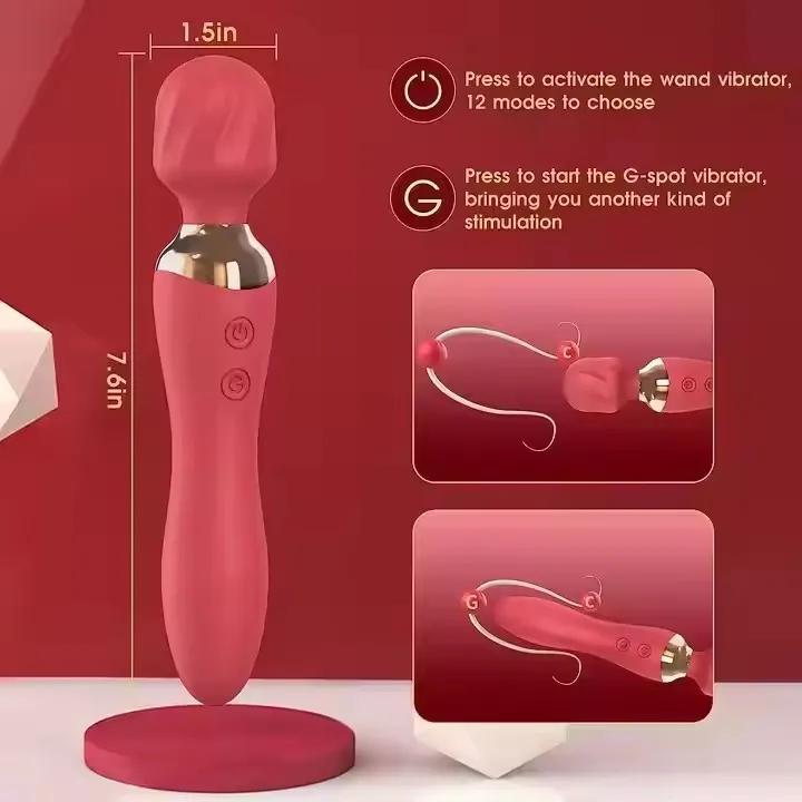 Custom Logo Magic Vibrating wand massager 12 frequency dual end wonder av wand vibrator for male female
