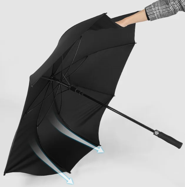 High Quality 190T Pongee Uv Proof Black Coating Fiberglass Automatic Opening Golf Umbrella Windproof With Custom Logo