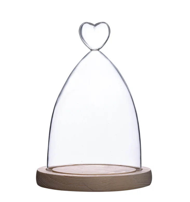 glass cloche dome stand Wedding Gifts Custom Large Small Bell Flower Mini Glass dome with lights Glass Bell Dome For Decoration