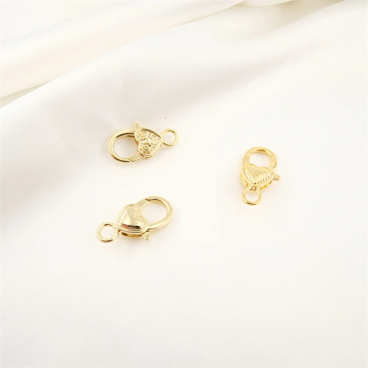 Clasp 18K gold plate Jewelry Findings & Components alloy Heart-shaped Pattern Lobster Clasp for jewelry making