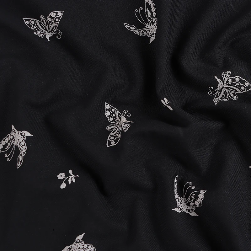 Butterfly Type Printing Cheongsam Fabric 100% Cotton Twill in Stock Floral Cotton Printed Fabric