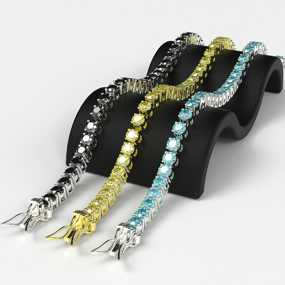 Wholesale Gorgeous Moissanite Tennis Chain Colorful Tennis Chain Moissanite Moissanite Chain