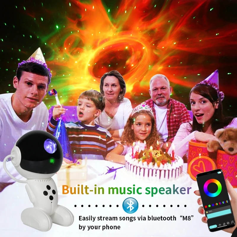 Kids Star Projector Galaxy Night Light Smart App Bluetooth for Xmas Bedroom Ceiling Decor Ambient Gift 360 Adjustable Starry Sky