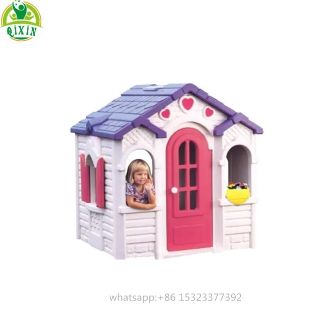 Indoor playground plastic mini mushroom playhouse with slide for kids (QX-18165E)
