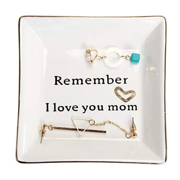 Ceramic Ring Dish White Porcelain Jewelry Tray for Mom Sister Friends Mothers Birthday Valentines Day Gifts