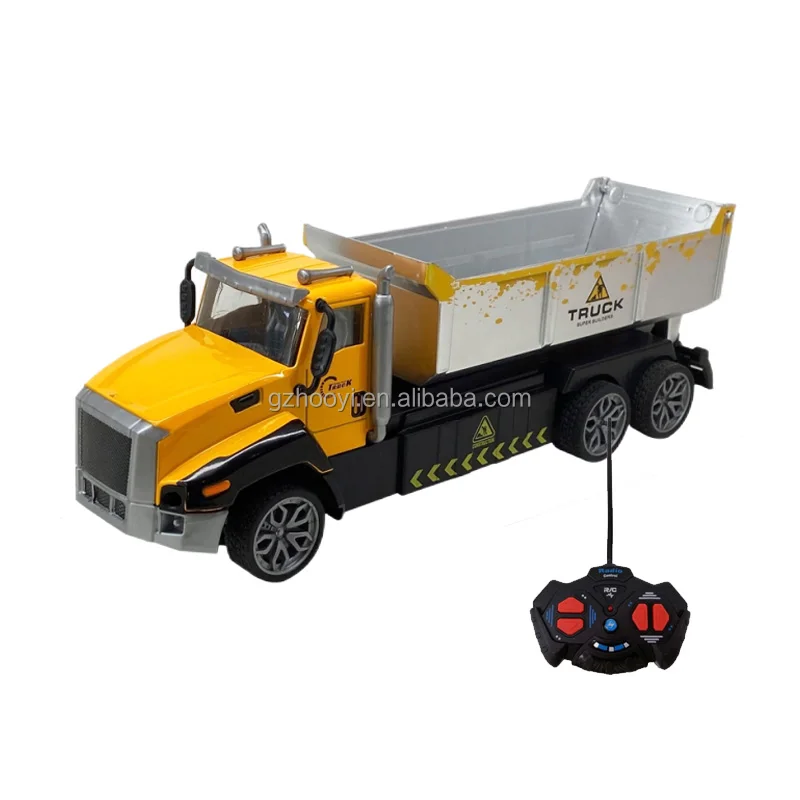 Remote Control Die Cast Dump Truck Toy RC Yellow Metal Construction Trucks for Kids