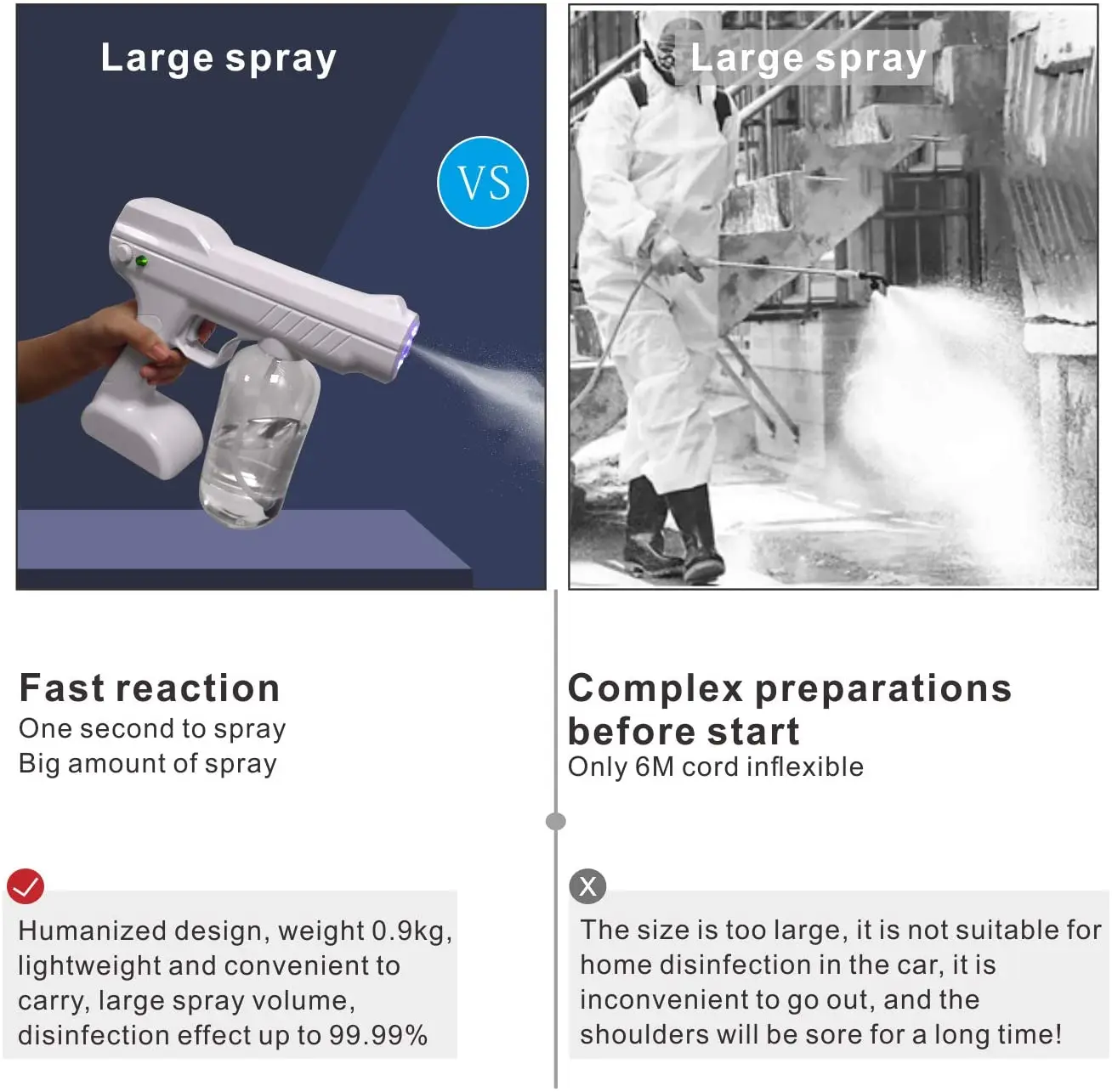 
Electric Sprayer Portable ULV Handheld Blue Light Nano Sterilization Atomizer Wireless Rechargeable Steam Spray 