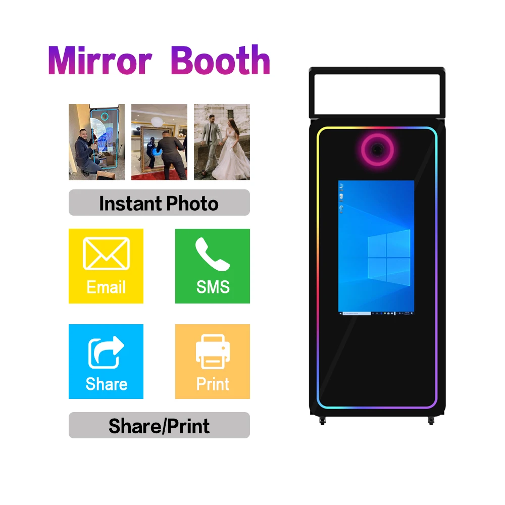 magic mirror photo booth 45 inch mirror photobooth latest selfie mirror photo booth circle photo booth machine