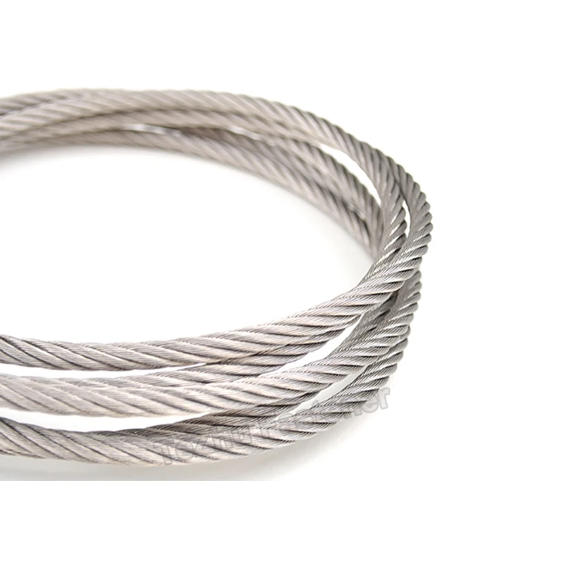 10 304 Stainless Steel Wire Rope Cable Extendable Clothesline Retractable Fishing Dia 0.3~4mm 7*7 Soft