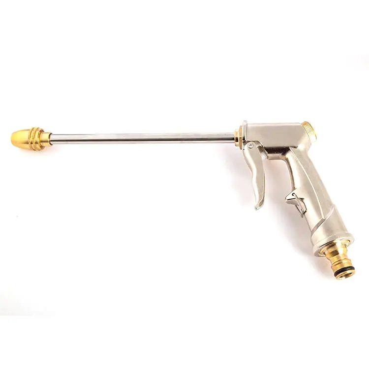 Aluminum Body Car Washing Telescopic Hose High Pressure Water Gun With Lengthened Rod Electroplating