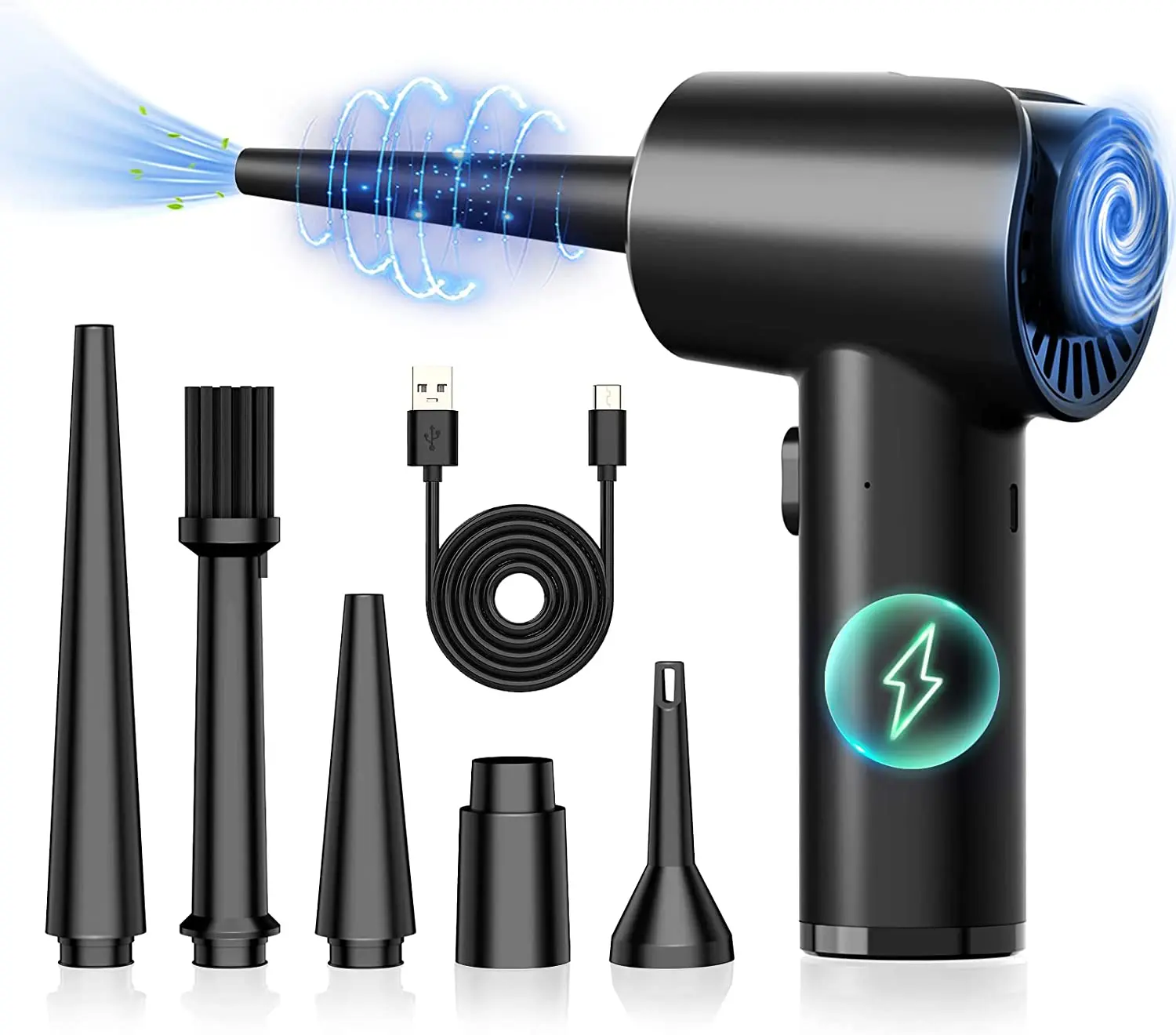 Compressed Air Duster 51000RPM 6000Mah Battery Computer Keyboard Cleaning Kit Electric Reusable Cordless No Canned Air Duster