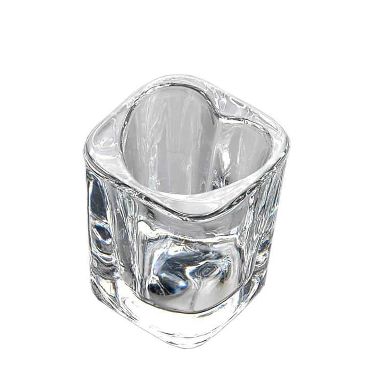 Factory Price 45ML Thick Bottom  Square  Heart Shaped Shot Glass 1.5OZ  Bar Tool  Heart Shot Glasses