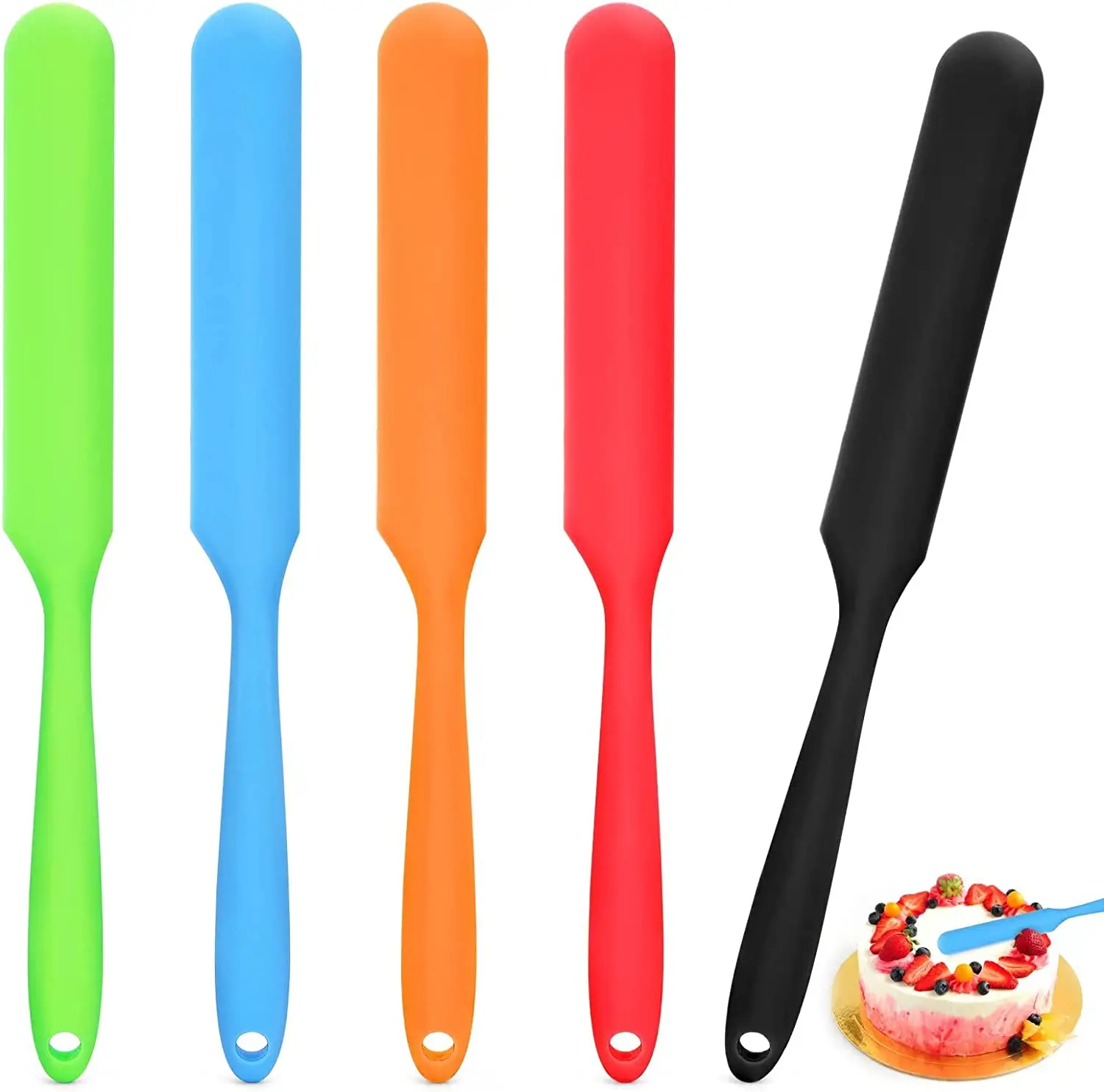 Design Cake Cream Long Handle Scraper Peanut Butter Silicone Spatula for Jar Factory Direct Sales 9.6inchseamless One Piece 48g
