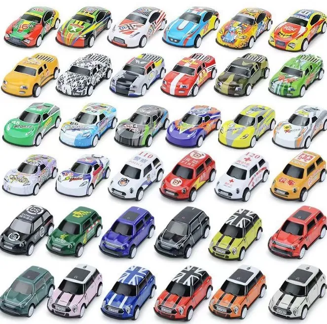 Wholesales 100pcs Small Pull Back Cars Toys Set,Friction Power Alloy Casting Car Mini Race Car, Suitable Kids Toy