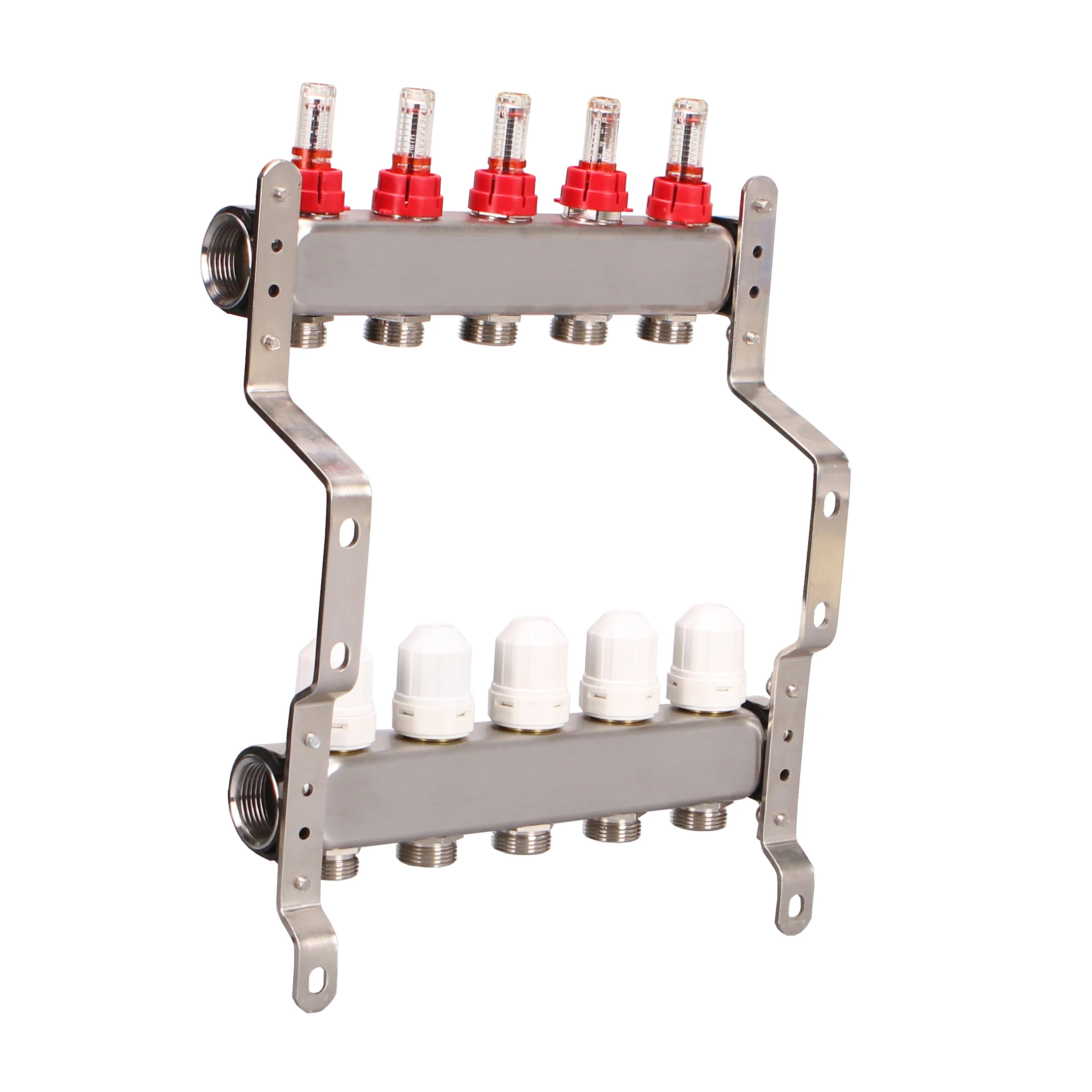 hot sale 5 way stainless steel water distributor heating manifold with manually flow meter