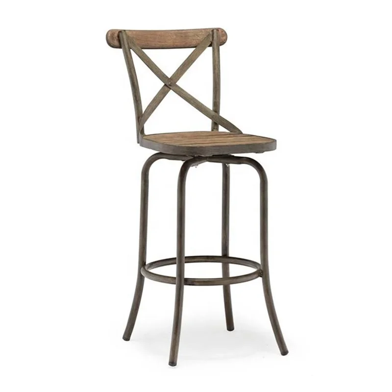 Wooden swivel barstools, vintage industrial swivel bar stool
