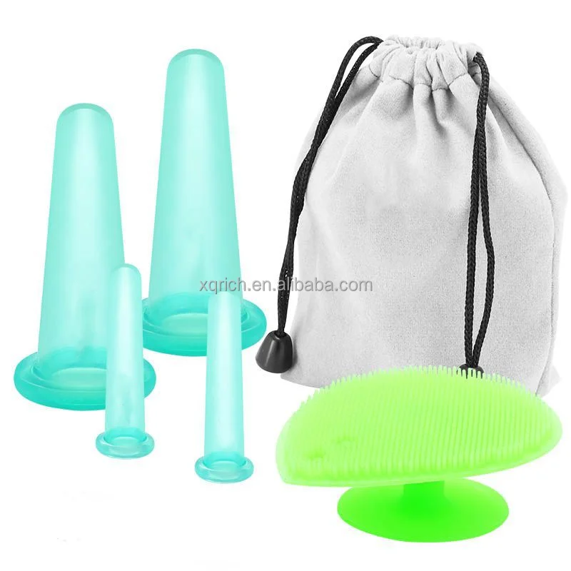 4 Pieces Facial Cupping Therapy Set Anti Cellulite Silicone Vacuum Cupping Cups for Face and Eye Cupping