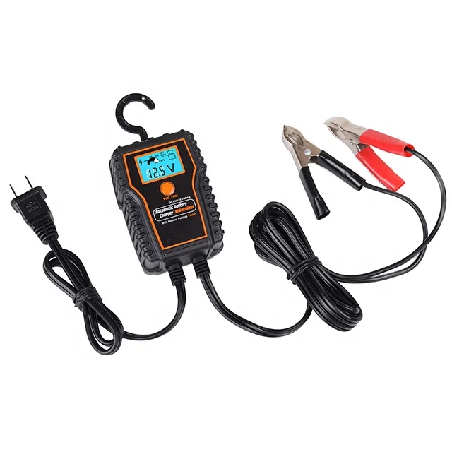 Portable Car Motorcycle Lawn Mower Maintainer 12V 1A Smart Automatic Trickle Charger for Flooded Gel Agm Lead Acid Batteries