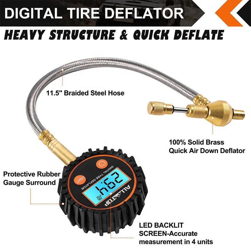 Professional  off-road vehicle 0-200 PSI Inflator Tire Pressure Dial Gauge