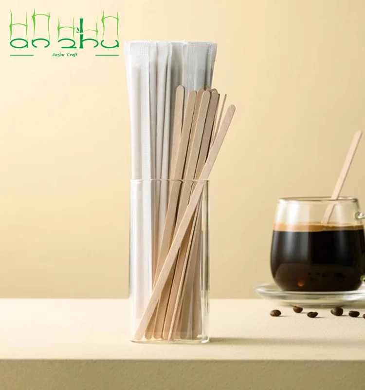 Wood Coffee Stir Sticks Individually Wrapped Bamboo Disposable Coffee Stir Sticks Eco-Friendly