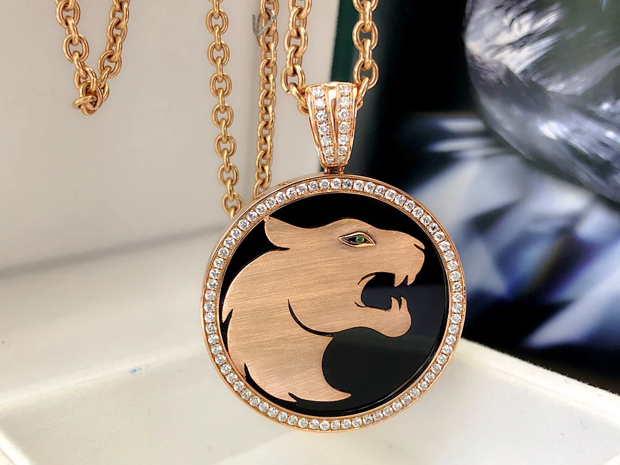 Wholesale Jewellery Luxury18K Solid Yellow Gold Brushed Natural Diamond Necklace for Men