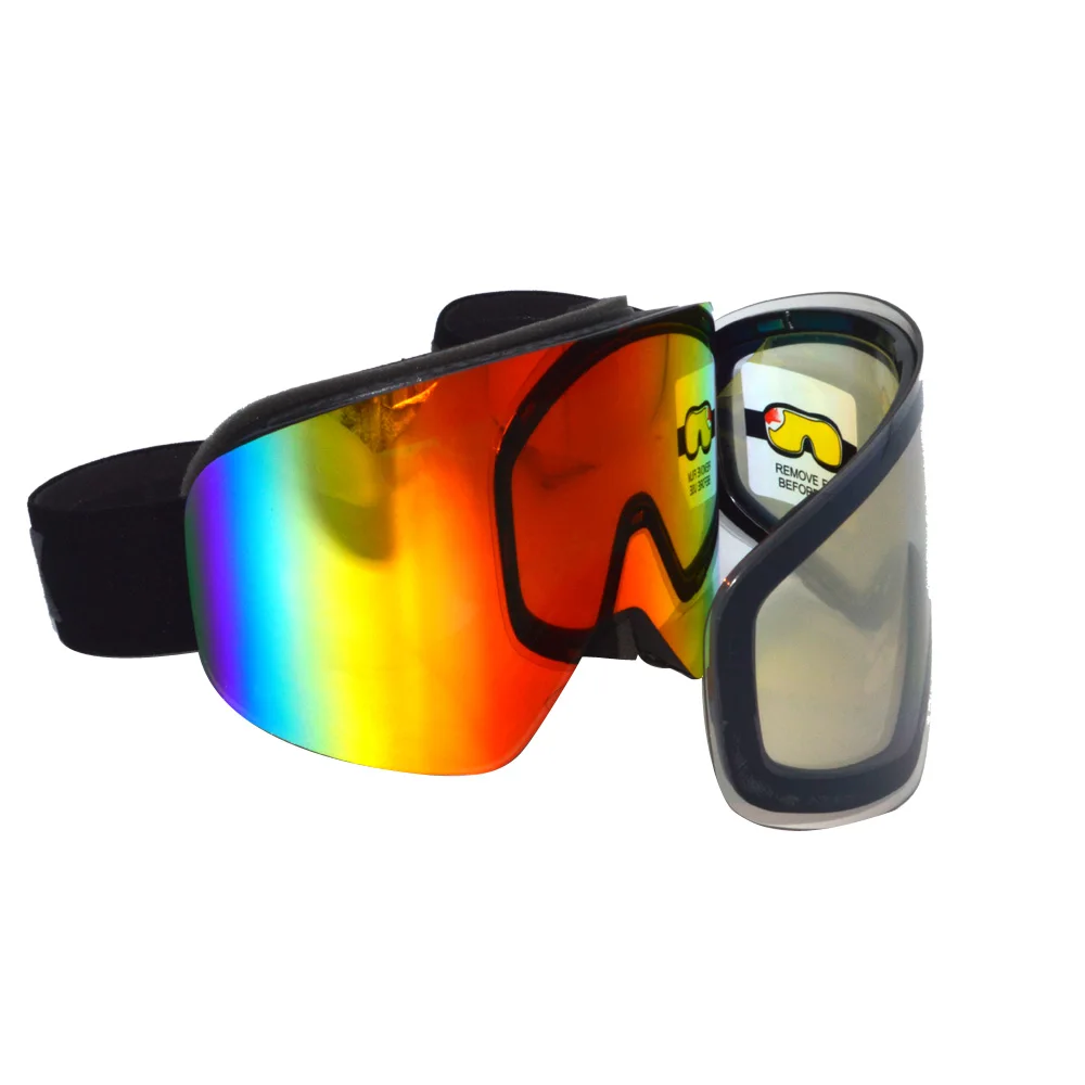 Multiple Color TPU Frame PC Lens Ski Goggles Glasses Elastic Straps Goggles Snowboard Impact Resistant Sport Snow Goggles Custom