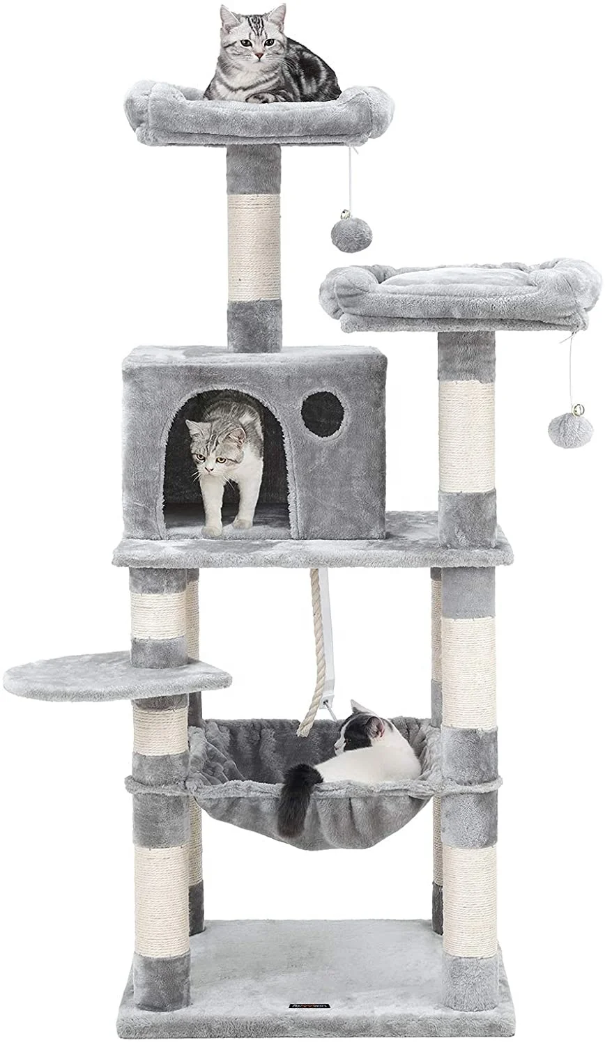 Sisal Warm Cat Scratch Tree, Stable Cat Tower with Cat Cave