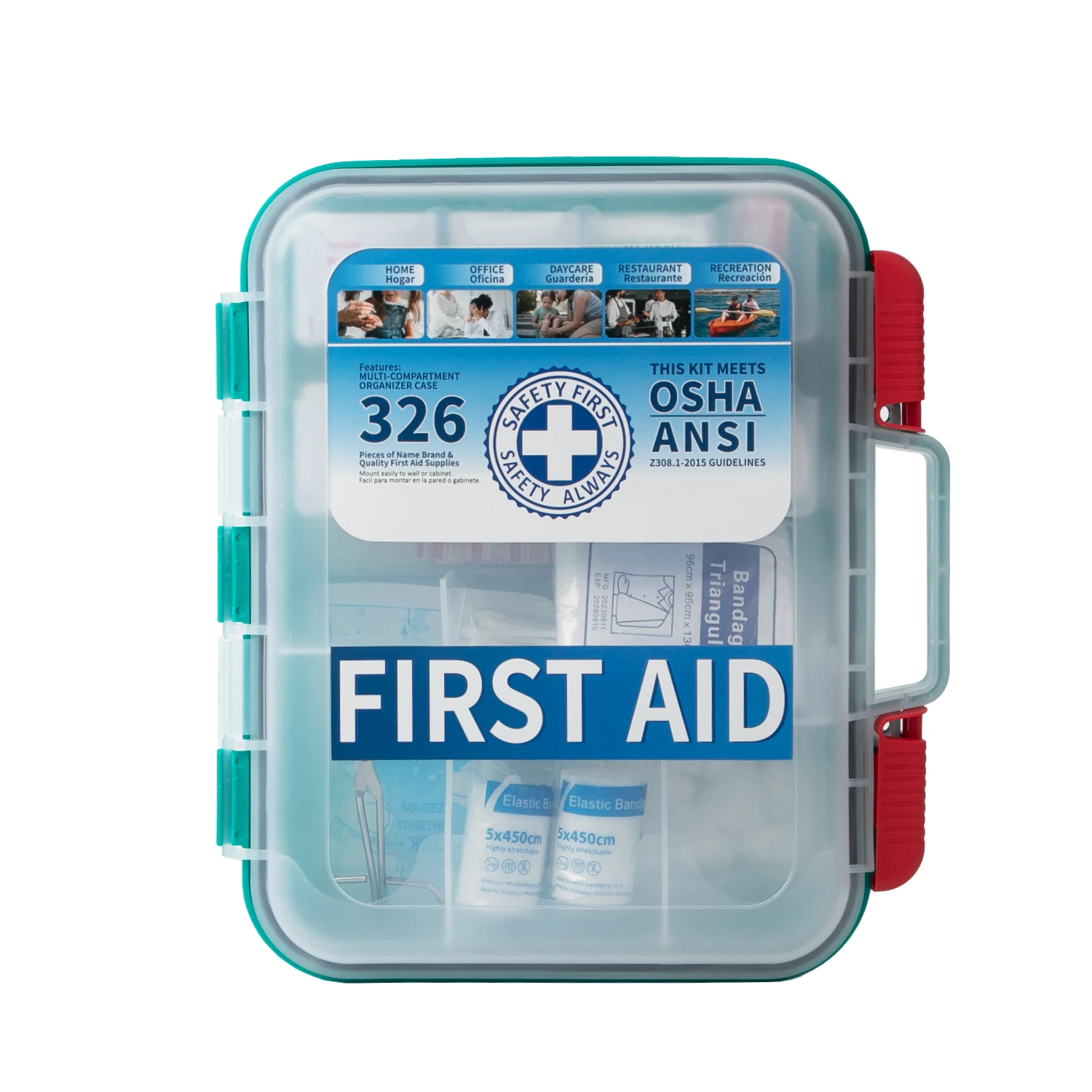 326 Piece office wall mounted first aid kit box osha approved