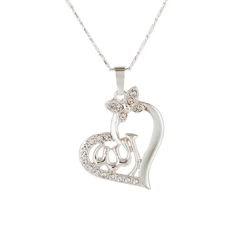 Heart-shaped Allah Pendant Women Muslim Necklace