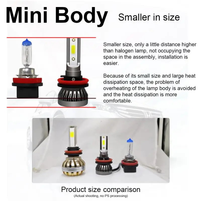 Mini ed  Auto headlights 5W 12V H1 H3 H7 H11 9005 9006 5202 880 H4 9004 9007 H13 Led Lighting Bulb