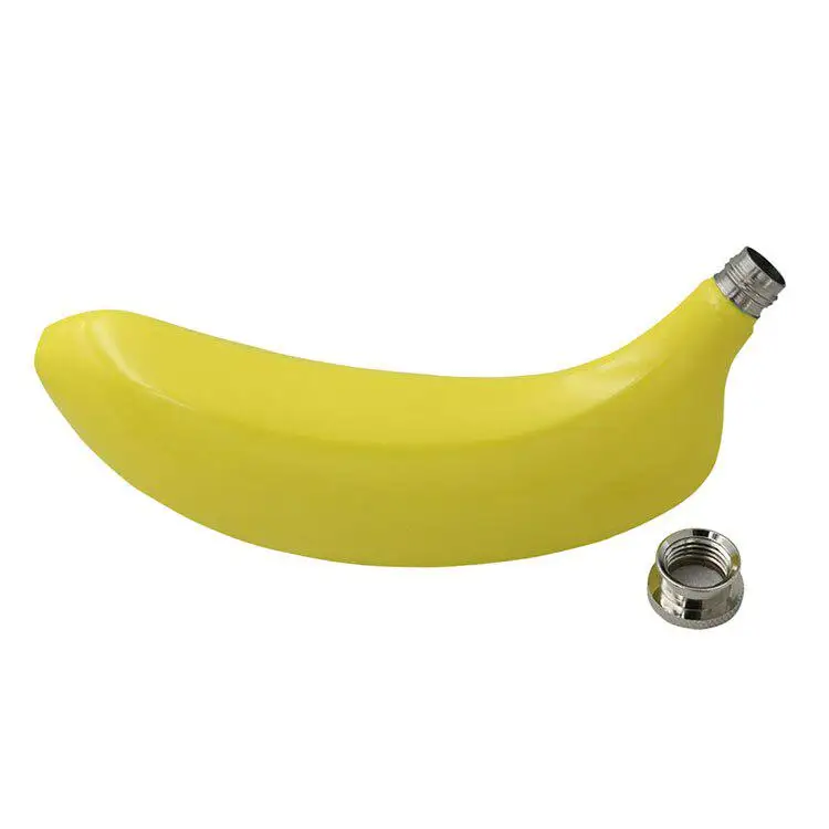 5oz Banana Flask Wine Bottle Fruit Banana Shaped 304 Stainless Steel Whiskey Liquor Alcohol Pocket Bottle with Free Funnel