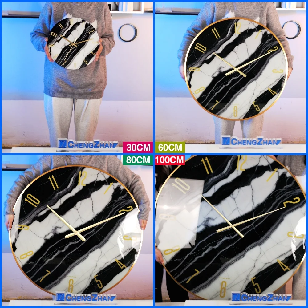 Tempered Glass Mute Quartz Clock Wall Clock for Living Room Home Decoration Clock  Wall Watch