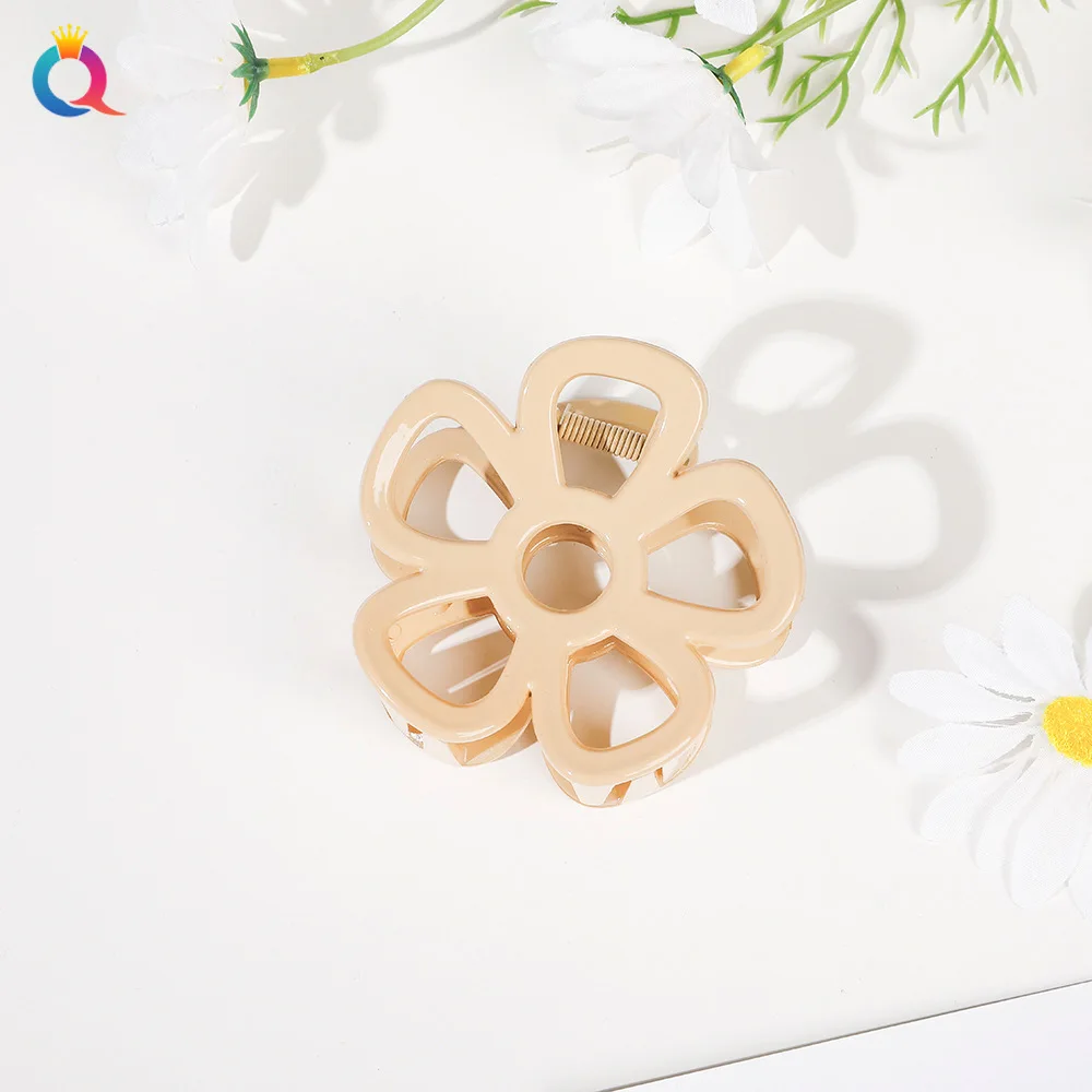 QIYUE 9cm Custom Logo Flowers Grab Love Folder High -end Sensor Hair Claw Clips Hair Accessories For Woman