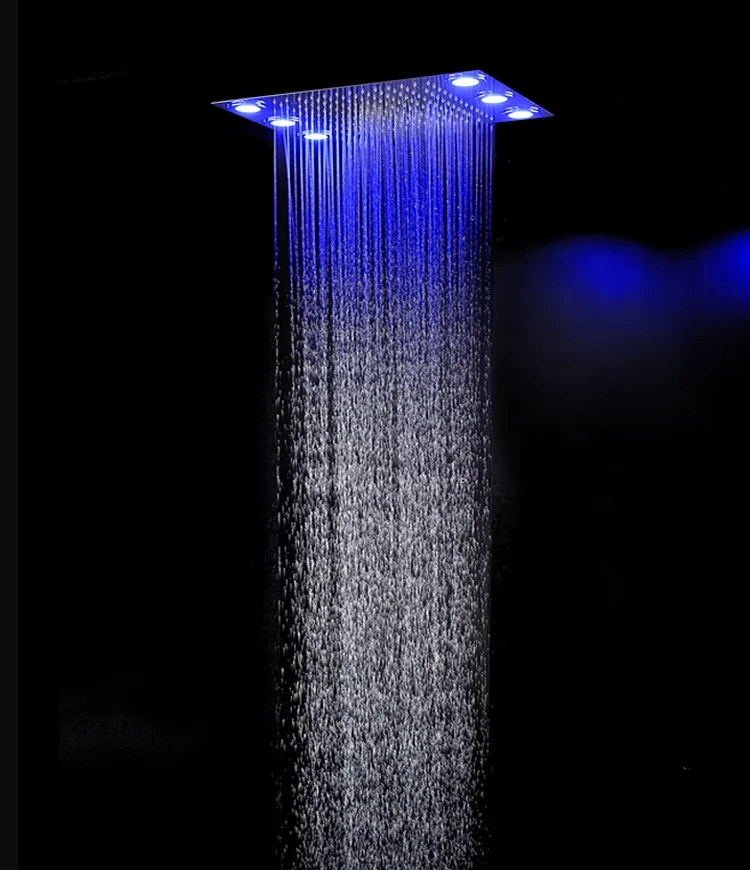 New Style 304 stainless steel rainfall Bath led electric shower head ceiling overhead shower with rainbow light