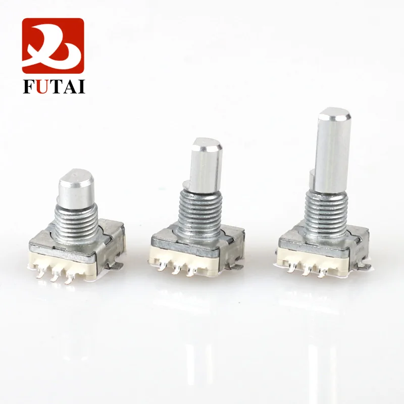 Futai EC11 series 11mm Size Type SMT Reflow Incremental Metal Shaft Rotary Encoder with Switch and Bushing