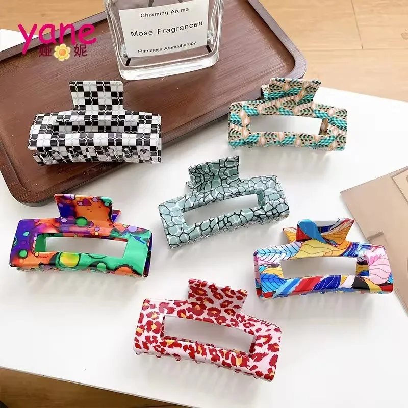 New arrival Hair clips Acetic acid imitate printing process hair claw disc shark clip
