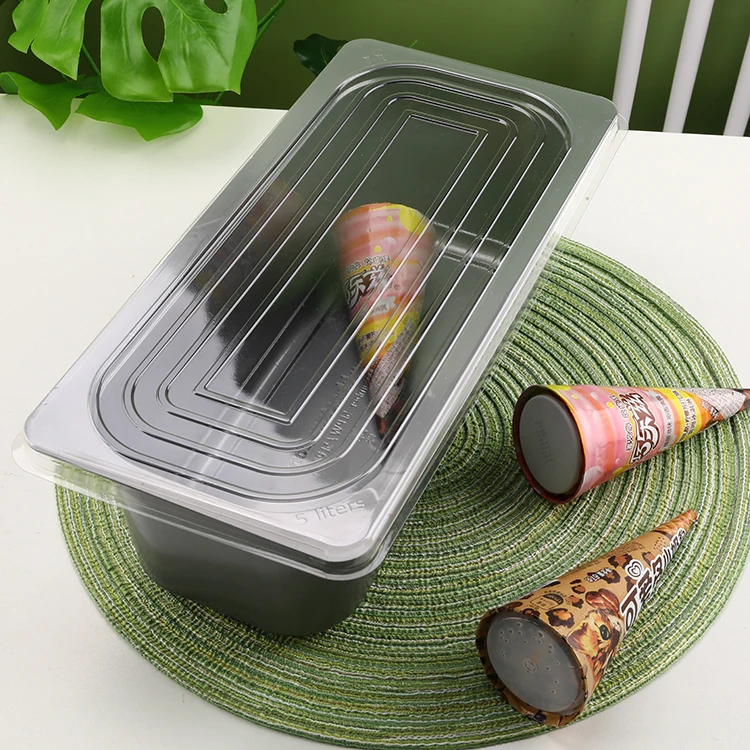 Вместительный контейнер для мороженого объемом 5 л, прозрачный одноразовый квадратный пластиковый контейнер для мороженого объемом 5 л, биоразлагаемая тарелка